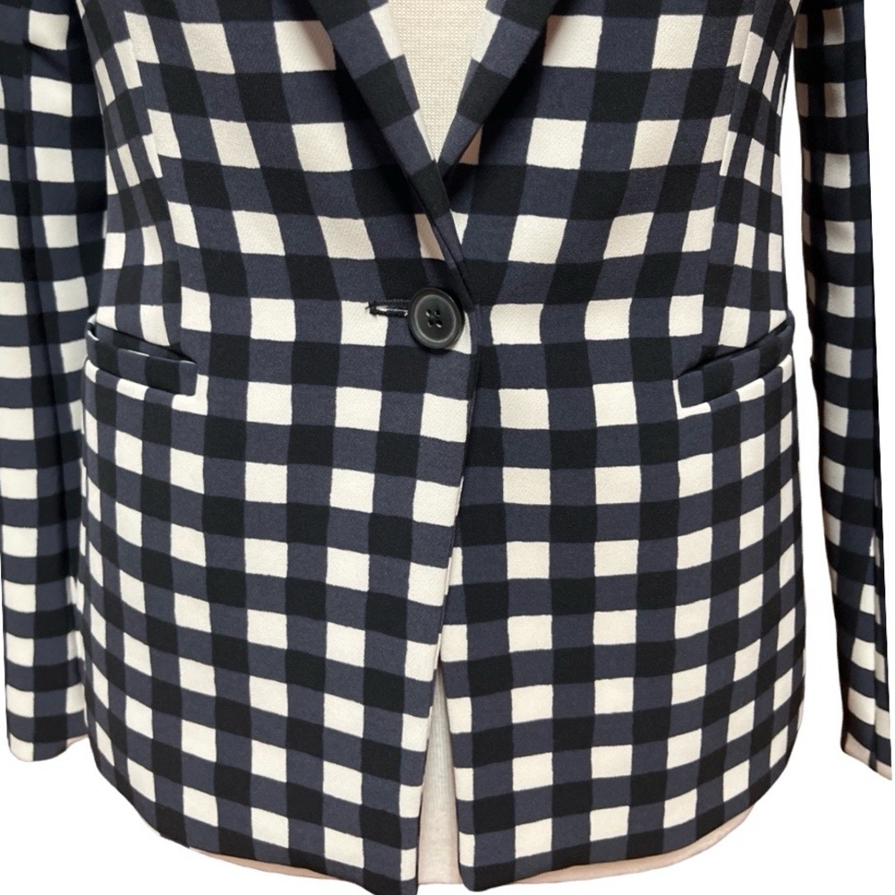 Banana Republic Dark Navy Black/White Gingham Collared Blazer - Picture 8 of 8